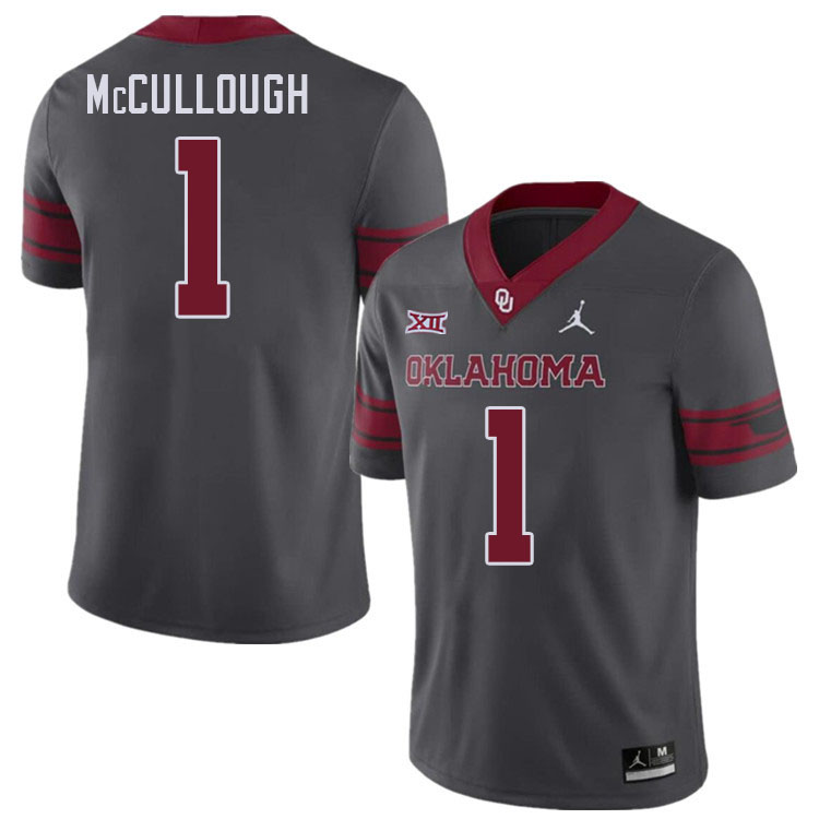 Men #1 Dasan McCullough Oklahoma Sooners College Football Jerseys Stitched-Charcoal